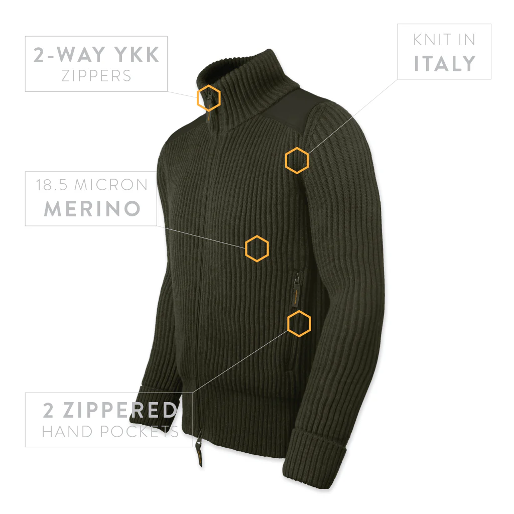 CWO Full Zip Sweater - OD Green - Image 4