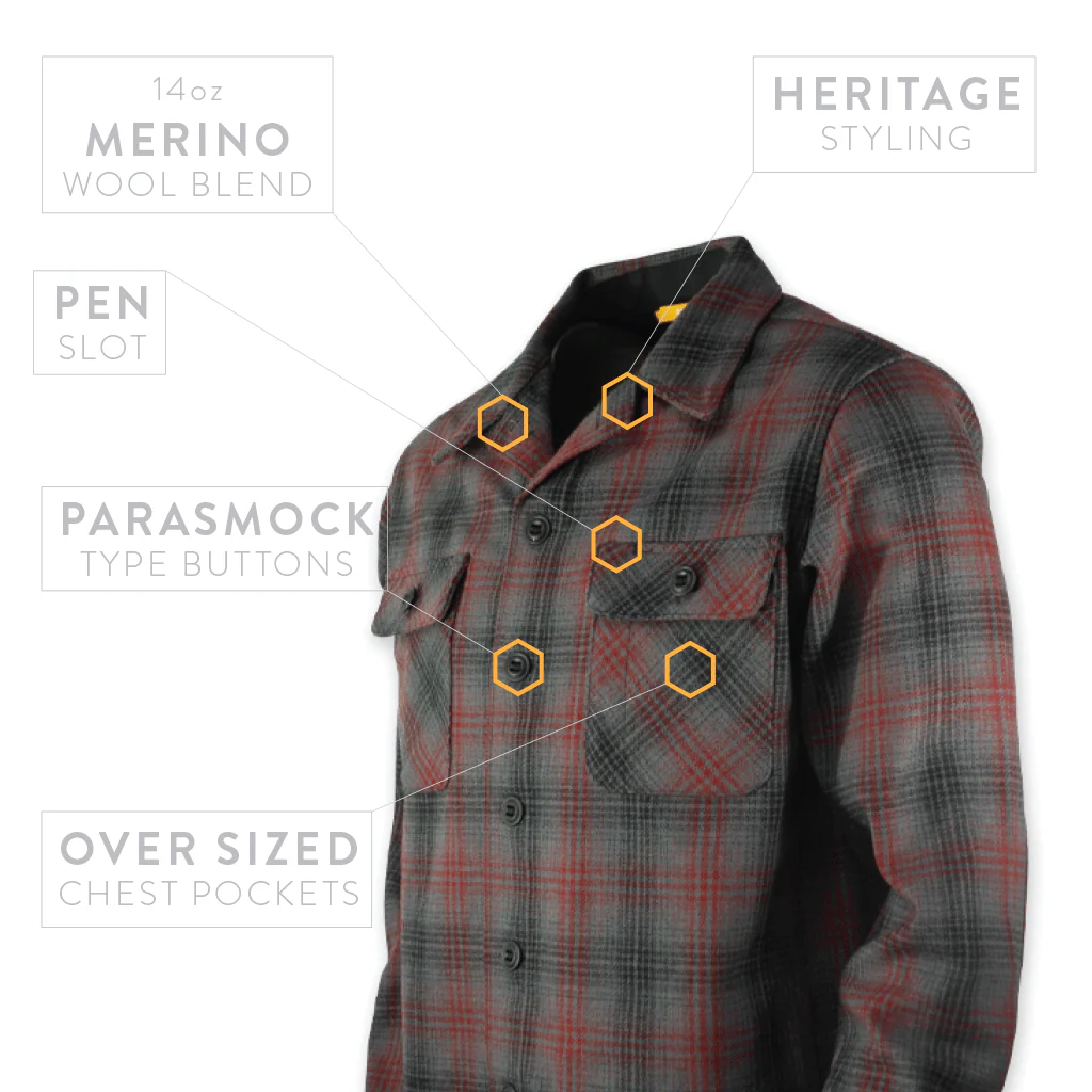DRB Woodsman Shirt - Merino Red-Black-Gray Plaid - Image 3