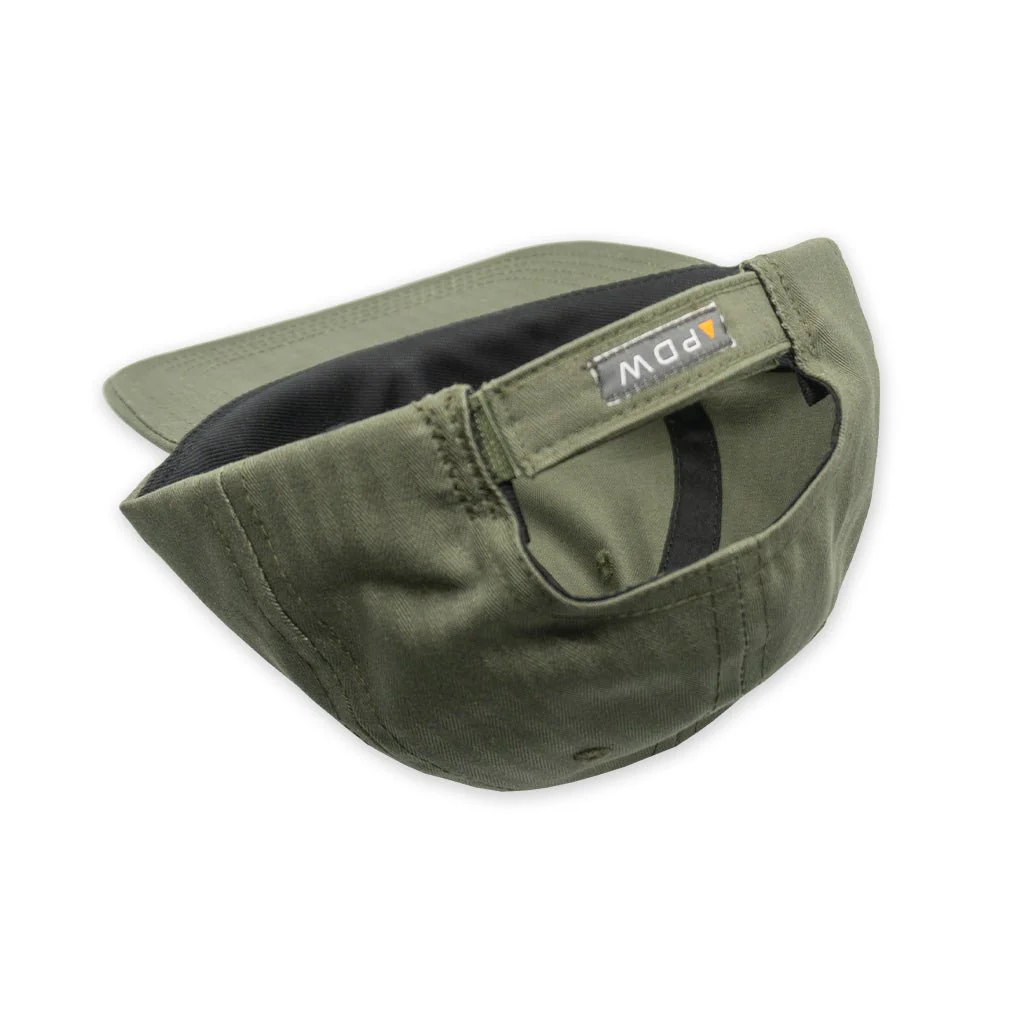 Six Panel Baseball Cap Herringbone Twill - Vintage Fatigue Green - Image 2