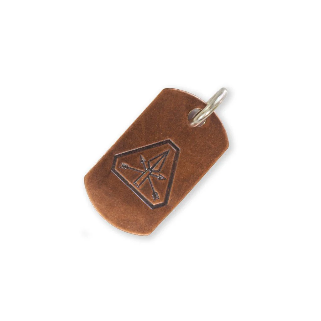 Steel Flame Copper Dog Tag - Prometheus Platoon with Jump Ring